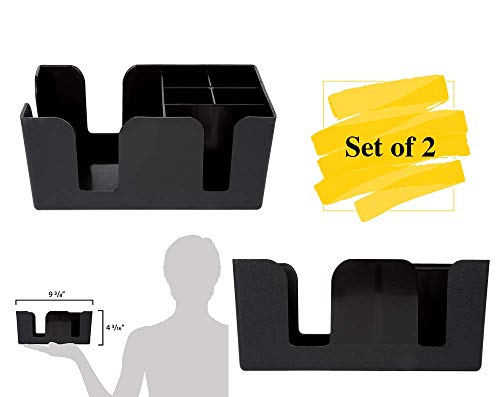 MM Foodservice Set of 2 Counter Top Bar Caddy with 6 compartments, Barware Napkin and Straw Organizer