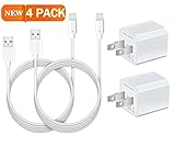 Certified USB 5W 1A Universal Travel Power Wall Charger with [Heavy Duty] 10 FEET/ 3 METER Lightning to USB Cable (2 Pack)