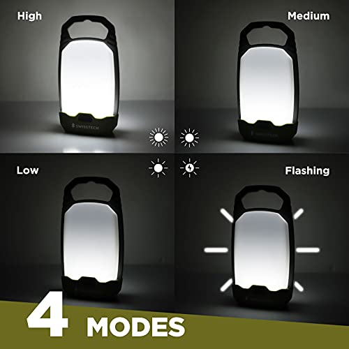 Swiss+Tech LED Camping Lantern, 2 Pack Rechargeable Camping Lights with 4 Light Modes, Portable Tent Lights for Camping Power Outage Fishing Hiking Emergency Hurricane Home