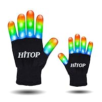 HITOP Led Party Gloves, Kids Finger Flashing Light Up Gloves Christmas Costume Glow Toys for Boys and Girls, Christmas Birthday Gift Party Favor (White&Black, Kids)