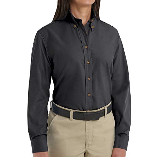 Red Kap Women's Standard Poplin Dress Shirt, Black, 12