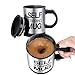 Stainless Steel Coffee Mug Self Stiring Mugs Electric Automatic Mixing Cups for Stir Coffee Milk Mix Juice Drink and Plastic 300ml 12-16 OZ (Black)