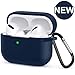 SATLITOG for AirPods Pro(2nd/1st Generation), Protective Silicone Case with Keychain Compatible with Apple AirPods Pro(2022/2019) (Front LED Visible) - Midnight Blue