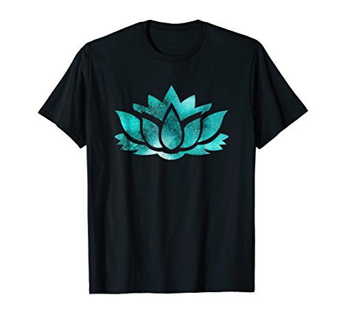 Nature Inspired Fitness ApparelLotus Flower Yoga Spiritual Dreamy Teal Colorful T Shirt T-Shirt