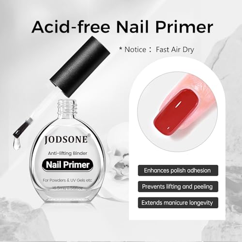 JODSONE Nail Prep Primer – 2 Pieces 16.5 ml Semi-Permanent Nail Primer and Dehydrated Natural Nail Prep Set, Ideal for Art Design at Home, Long-Lasting Gift