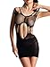 Amoretu Sexy Lingerie Mesh Mini Chemise Minidress Strappy Babydoll Black