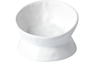 ABRUTY Cat Food Bowl, 5 OZ Ceramic Elevated Kitten Water Bowl, 15° Tilted Raised Pet Feeder, Anti Vomiting and Whisker Friendly Dishes for Fat Faced, Cat, Kitten, Small Dog
