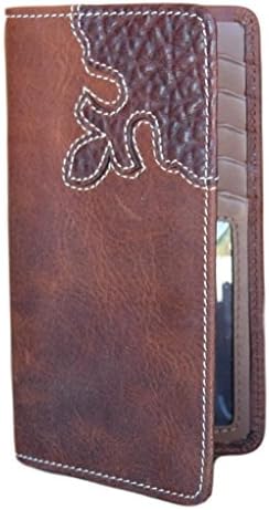 Vintage Bison Western Wallet Mens Yuma Checkbook Leather Saddle W-212