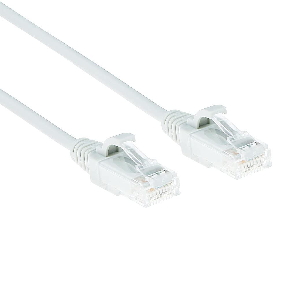 ACT Cat6 Network Cable, U/UTP LSZH LAN Cable, Thin 3.8 mm Slimline, Flexible Snagless Ethernet Cable with RJ45 Connector, for Use in Data Centres, 0.15 Metres, White - DC8930