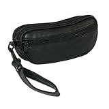 CTM® Unisex Leather Double Glasses Holder Case, Black