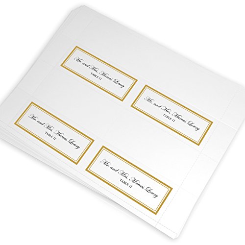 Documents and Designs Double Line Border Easy Print Place Cards, Pearl White, Gold, Set of 150 (38 Sheets)