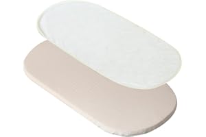 ICEBLUE HD Baby Cradle Mattress Pad Oval Crib Bassinet Foam Mattress with Removable Organic Cotton Cover and Waterproof Pad L