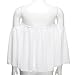 Canserin Women Blouse, Women's Chiffon Long Sleeve T-Shirt Tops Casual Off Shoulder Blouse Pullover (S, White)