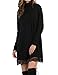 Leadingstar Women Scoop/Turtleneck Long Sleeve Irregular Lace Splice Shirt Dress