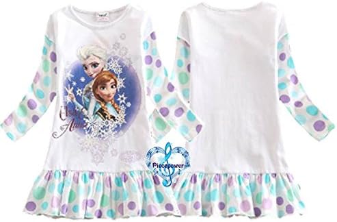 Amazon Co Jp マディソン Madison ディズニー Disney アナと雪の女王 アナ エルサ 子供 幼児 日常用 長袖 ワンピースドレス 白 紫 コットン100 素材 ９月 110cm ホビー