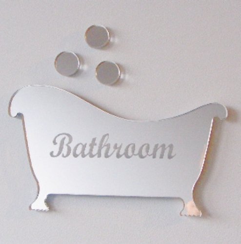Bath Tub and Bubbles Mirror 45 x 23 cm (Engraved with Bathroom)