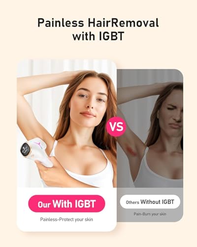 LYSMOSKI Laser Hair Removal for Women and Men, At-Home IPL Hair Removal Device with 5.2 cm² Treatment Window, Nearly Painless, Visible Results in 2 Weeks, Full Body Treatment in 8 Minutes, white