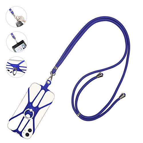 Cell Phone Lanyard, COCASES Crossbody Neck Strap Silicone Phone Holder with Ring Stand for iPhone, Galaxy & Most Smartphones (Blue) - Thumbnail 7