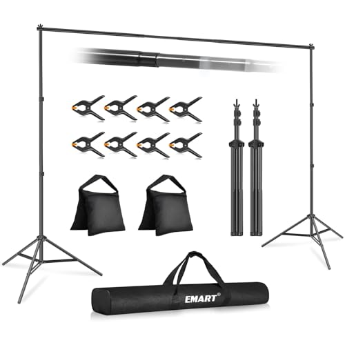 EMART Backdrop Stand Kit, 10x7ft (WxH) Adjustable Photo Backdrop Stands Kit for Parties with Carrying Bag, Photography Background Support Frame for Video Studio Photoshoot Banner Holder