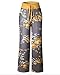 AceIce Women's Comfy Stretch Floral Print Lounge Pants Casual Drawstring Palazzo Pants Wide Leg Pajama Pants (Yellow, Tag 2XL= US 12)