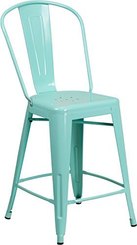 ComfortScape CS-FF-ET-3534-24-MINT-GG 24" Mint Green Metal Stool