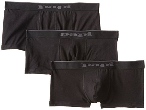 Papi Men's 3-Pack Brazilian Solid Trunk, Black, Small