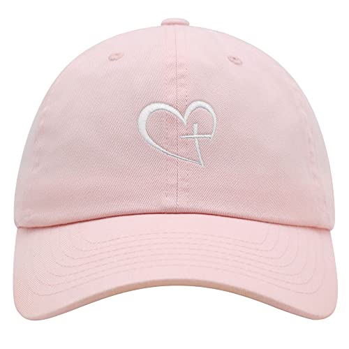 JPAK Heart and Cross Premium Dad Hat Embroidered Cotton Baseball Cap Christian Faith Light Pink at Amazon