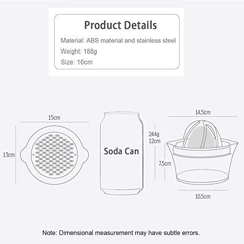 CONBOLA Lemon Squeezer Citrus Orange Manual Juicer, 4 in 1 Multifunctional Space Saving Kitchen Juicer with Cheese Ginger Garlic Grater, Multi-Size Reamers