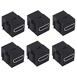 HDMI Female Keystone Coupler, VCE 6-Pack HDMI Keystone Jack Insert Gold Plated 3D&4K Mini Adapter Connector for Wall Plate-Black
