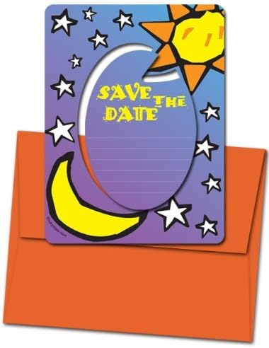 8 Magnetic Invitations for $6.99 - Save the Date (Sun &amp; Moon) - Magnet Frames and Orange Envelopes Included by Sticky Vites