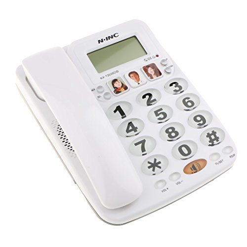 MagiDeal Big Button Corded Phone Landline Home Telephone Caller ID Function White