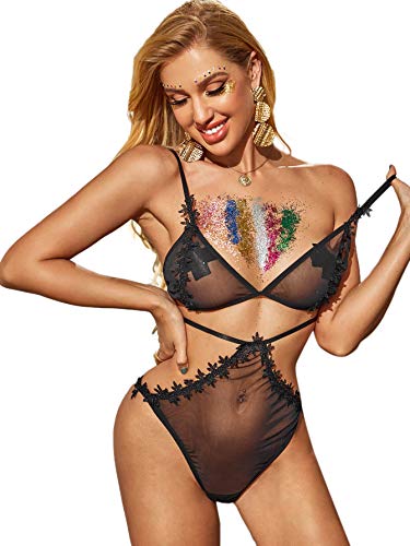 SheIn Women's Sexy Appliques Floral Mesh Sheer Morocco | Ubuy SheIn Women's Sexy Appliques Floral Mesh Sheer Morocco | Ubuy