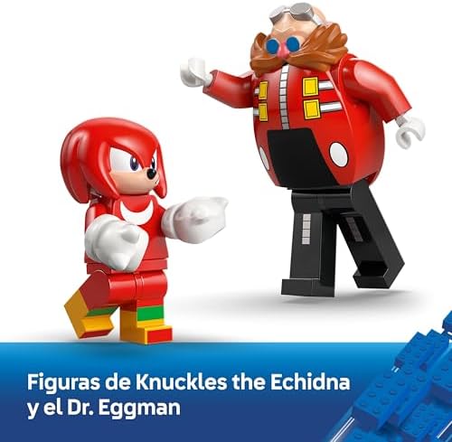 Sonic The Hedgehog Knuckles vs. Dr. Eggman Egg Crusher Mech Toy - Building Set Incl. 2 Minifigures, Rings & Chaos Emeralds - Video Gaming Gift for 8+ Year Old Boys & Girls - 77005