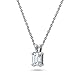 BERRICLE Rhodium Plated Sterling Silver Solitaire Pendant Necklace Set w/Swarovski Zirconia Emerald Cut 18