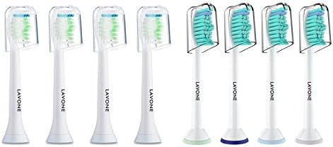 Toothbrush Heads - Replacement Heads For Philips Sonicare Electric Toothbrush Set of 8 Blue &amp; White heads with caps Compatible with DiamondClean,Flexcare Healthy White,Plaque Control, Sonicare for Kid