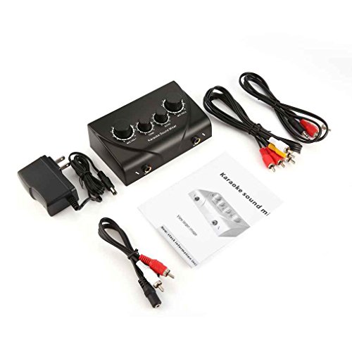 EgalBest US Plug Portable Dual Micphone Mini Digital Karaoke Sound Mixer Professional Audio System Machine black