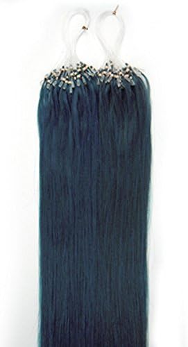 18'' Remy Loops Micro Rings Beads Tipped Human Hair Extensions 17colors for Your Best Selection (Blue)