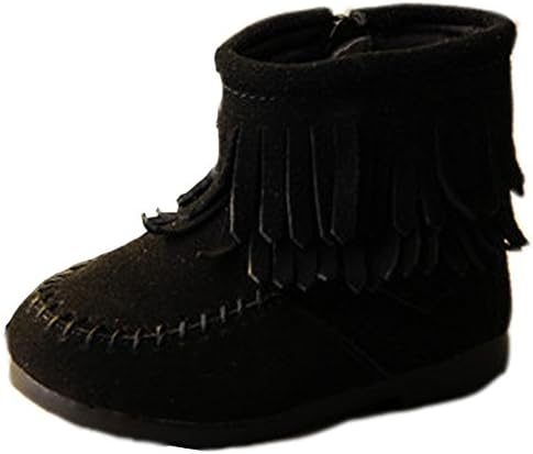 VECJUNIA Girls Suede Fringe Tassel Boots Outdoor Non-Slip Zipper Oxford Ankle Boot (Toddler/Little Kid)
