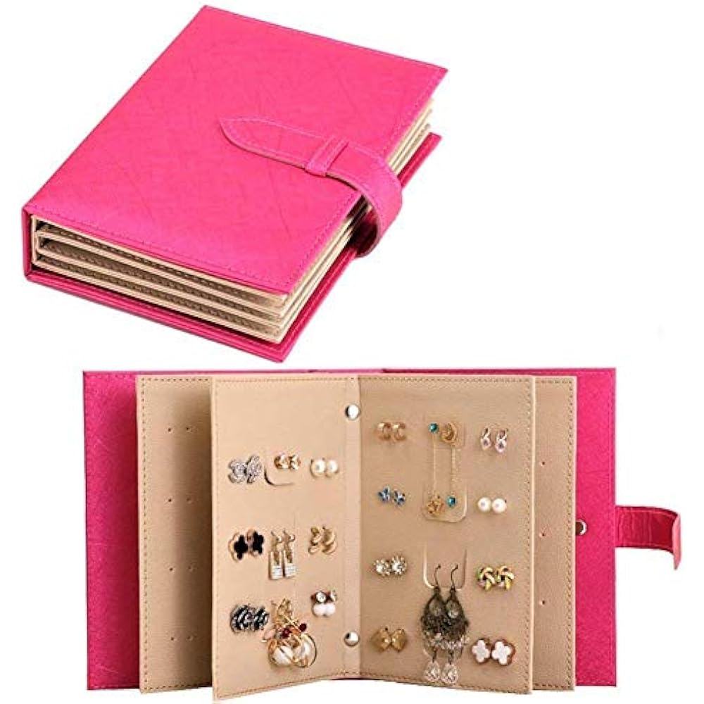 Organizer, Portable Travel Jewelry Case Pu Leather Earring Holder With