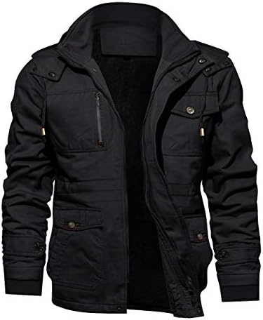 INVACHI Men's Thick Winter Jacket With Hood,Fleece Lining Cotton