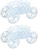 White Magical Fairy Princess Quinceanera Wedding Birthday Baby Shower Decorations Cupcake Stand Place Card Holder Cake Topper Party Favor Keepsake Carriage Rack 4L x 2.35H x 2W inch - 2 Piece Set