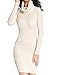 v28 Sweater Dress for Women Ribbed Knit Fitted midi Sexy Fall Winter Bodycon Cowl Neck Dresses (S,Beige)