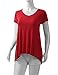 AMORE ALLFY Women's V-Neck Flare Tunic Top Red Medium