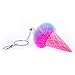 Skywisewin Sparkly Ice Cream Cone Keychain Bag Charm, Pom Pom Fur Unicorn Keychains Silver Key Rings,Pink,Small