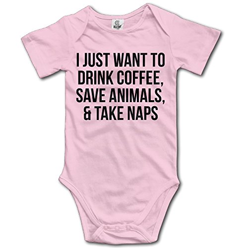 Unisex Baby Clothes I Just Want To Drink Coffee, Save Animals Slogan Onesie Bodysuit