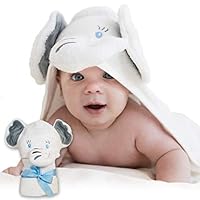 Organic Bamboo Baby Hooded Towel - Soft Baby Bath Towel with Elephant Hood, Safe for Newborns with Sensitive Skin - Large Baby Towel for Boys & Girls | Hooded Towels for Baby by Pupiki, 40x28"