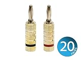 Monoprice 24k Gold Plated Speaker Banana Plugs, Closed Screw Type (20 Pairs)