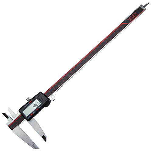 VINCA DCLA-1205 Quality Electronic Digital Vernier Caliper Inch/Metric/Fractions Conversion 0-12 Inch/300 mm Stainless Steel Body Red/Black Extra Large LCD Screen Auto Off Featured Measuring Tool