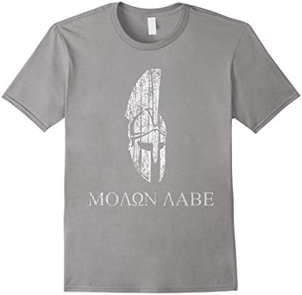Men's Vintage Distressed Molon Labe Shirt XL Slate