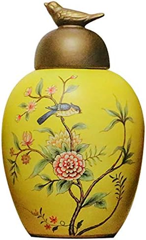 QINYA,Cremation Urn for Ashes-Funeral Urn for Human Ashes,Affordable Funeral Urn Adult Urn for Ashes Handcrafted Urn,Long-term Storage (Small, Yellow)